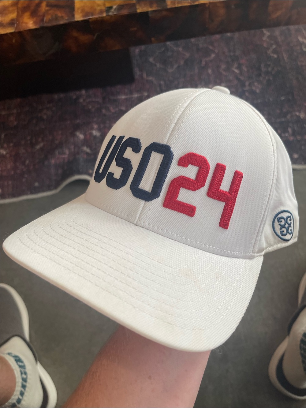 US Open - Pinehurst Championship White Baseball Cap with Red & Navy Embroidery